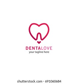 Dental love simple logo. Vector logo template
