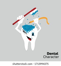 Diseño vectorial del logo de mascota dental con estilo de concepto moderno de ilustración para impresión de insignia, emblema y pantalones en t. dental.
