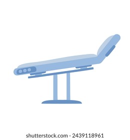 Dental Medical chair. Hospital and clinic element. Hospital bed. Flat cartoon isolated on white. stomatology seat for office, treatment orthodontic workplace. Empty armchair. Dental furniture and acce