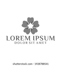 Dental medical logo template with modern geometric five tooth and star illustration in flat design monogram symbol