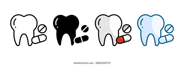 Dental Medicine Ícone Definir Coleção de Estilos Múltiplos
