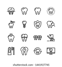 Dental medicine vector line icons set