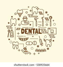 dental minimal thin line icons set, vector illustration design elements