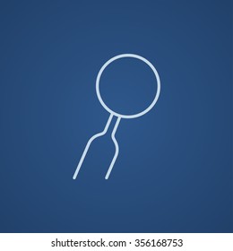 Dental Mirror Line Icon für Web-, Mobil- und Infografiken. Vektorhellblaue Symbol einzeln auf blauem Hintergrund.