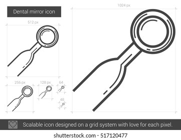 Dental mirror vector line icon isolated on white background. Dental mirror line icon for infographic, website or app. Scalable icon designed on a grid system.