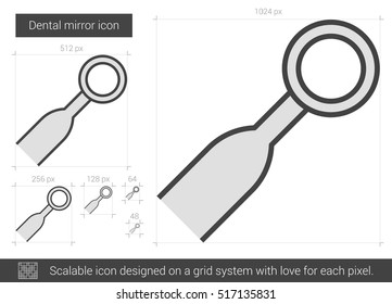 Dental mirror vector line icon isolated on white background. Dental mirror line icon for infographic, website or app. Scalable icon designed on a grid system.