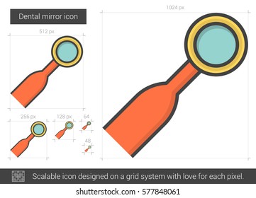 Dental mirror vector line icon isolated on white background. Dental mirror line icon for infographic, website or app. Scalable icon designed on a grid system.