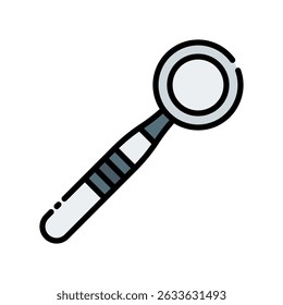 Dental Mirror Vector for Tooth Examination and Cleaning. Oral inspection tool icon, dentist equipment concept, hygiene symbol