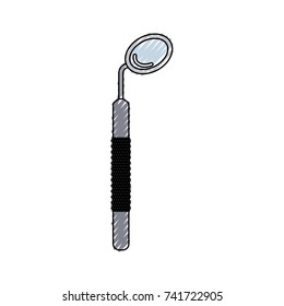 dental mirror in vertical position in colored crayon silhouette vector illustration