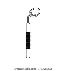 dental mirror in vertical position monochrome silhouette vector illustration
