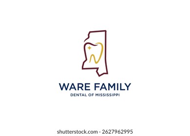dental com mapa de Mississippi abstrato vetor logotipo design