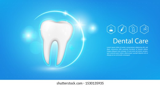 Dental model background, Perfect Healthy tooth, Dental care clinic logo. vector