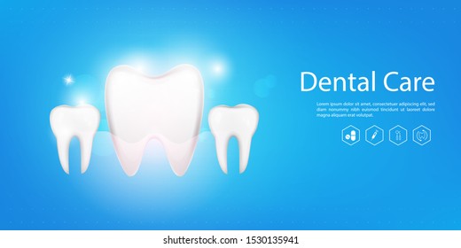 Dental model background, Perfect Healthy tooth, Dental care clinic logo. vector