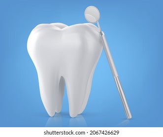 Dental model of a tooth, illustration as a concept of dental examination of teeth, dental health and hygiene.