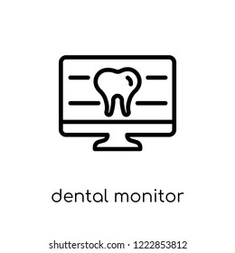 Dental Monitor icon. Trendy modern flat linear vector Dental Monitor icon on white background from thin line Dentist collection, editable outline stroke vector illustration