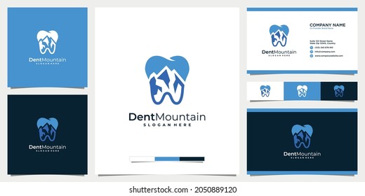 Dental and mountain logo design with business card template