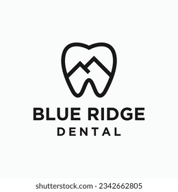 dental with mountain logo design vector silhouette illustration