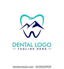 dental with mountain logo design vector silhouette