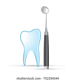 dental mouth mirror and tooth graphic-vector drawing