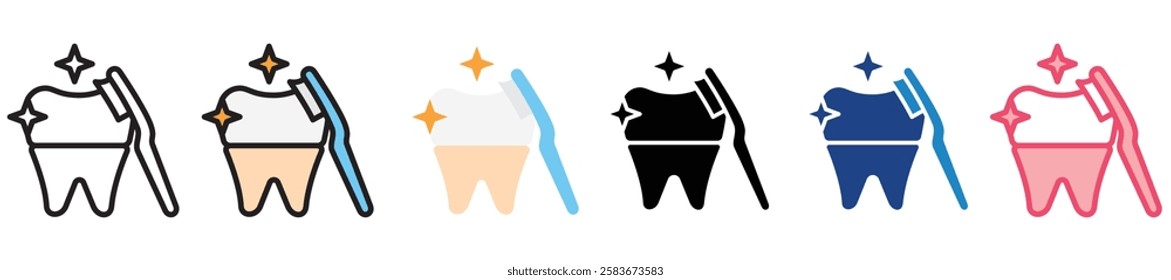 Dental multi-style color icon, mini or small illustration, use for UI, UX, app and web development, digital or print. for health, beauty, personal care, body treatment.