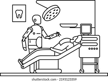 Dental nanorobots vector icon design, Robotic medicine symbol, Healthcare Scene Sign, Innovation Artificial Intelligence Works in Modern Clinic stock illustration, Dental Robotics Concept