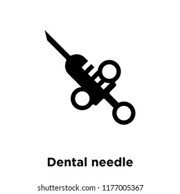 Dental needle icon vector isolated on white background, logo concept of Dental needle sign on transparent background, filled black symbol