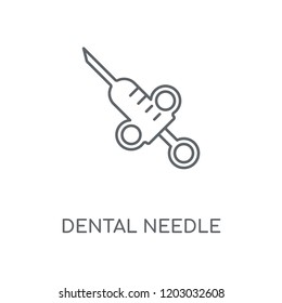 Dental needle linear icon. Dental needle concept stroke symbol design. Thin graphic elements vector illustration, outline pattern on a white background, eps 10.