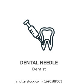 Dental needle outline vector icon. Thin line black dental needle icon, flat vector simple element illustration from editable dentist concept isolated stroke on white background