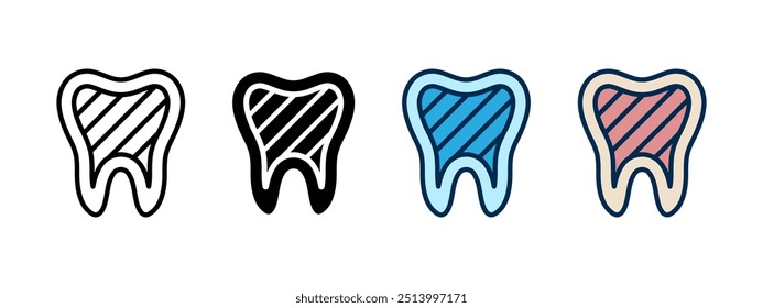 Ícone do nervo dentário. Símbolo da cavidade dentária. Ilustração do vetor anatômico dentário. Conceito de dor de dente. Sinal de raiz de dentes molares. Logótipo do medicamento de odontologia. Pictograma de higiene oral isolado.