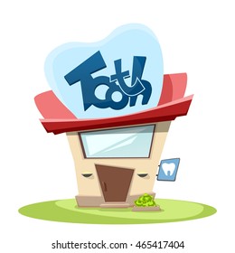 dental office building with bright banner. Vector illustration.