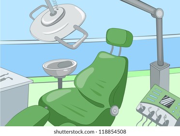 Oficina Dental. Fondo de la caricatura. Ilustración vectorial EPS 10.