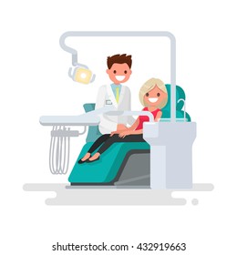 Dental Office. Dentist And  Patient. Vector Illustration Of A Flat Design