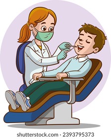 Dental office.Dentist woman holding instruments and examining patient man teeth looking inside mouth.