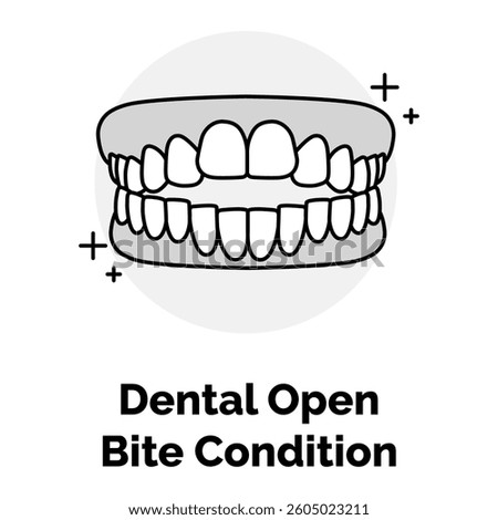 Dental Open Bite Condition Icon. Teeth Gap Symbol. Illustration for Malocclusion Treatment Concept.