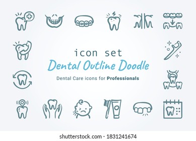 Dental Outline Doodle icon collection 