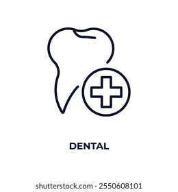 dental outline icon. Linear vector from dentist concept. Thin line dental icon isolated on white background