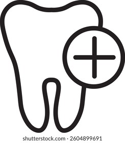 Dental Outline Icon with Symbol for Health and Medical Usage