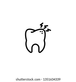 dental, pain, cold, rheumatic, toothache icon in black outline style, vector