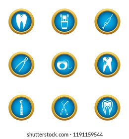Dental pain icons set. Flat set of 9 dental pain vector icons for web isolated on white background