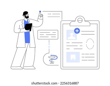 Dental patient card abstract concept vector illustration. Referral card holder, dental office loyalty program, electronic medical record, patient data, smart information system abstract metaphor.