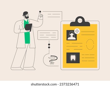 Dental patient card abstract concept vector illustration. Referral card holder, dental office loyalty program, electronic medical record, patient data, smart information system abstract metaphor.