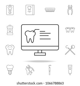 dental patient card in pc icon. Detailed set of dental outline line icons. Premium quality graphic design icon. One of the collection icons for websites, web design, mobile app on white background