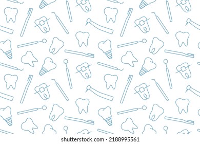 dental pattern, toothbrush, implant, tooth, bracket, dentist tools outline icons- vector illustration