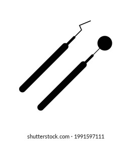 dental pick icon flat isolated on white background
