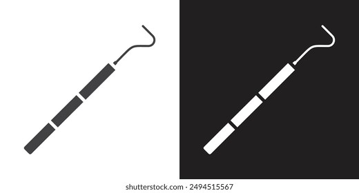 Icono de pico dental Conjunto plano en Vector de contorno de color blanco y negro