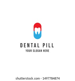 Dental pill Logo Vector icon