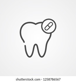Dental pill vector icon sign symbol