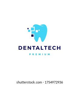 dental pixel tech logo vector icon illustration