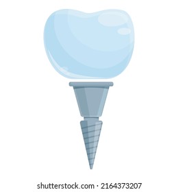 Dental placement implant icon cartoon vector. Tooth crown. Surgery oral