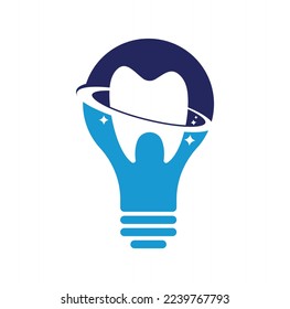 Dental planet bulb shape concept vector logo design. Dentistry clinic vector logo concept.